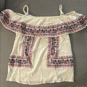 Embroidered Off-Shoulder Cream Top